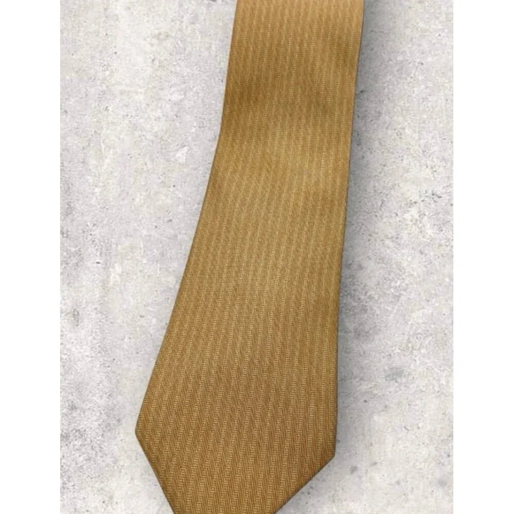 HERMÈS 148 TA Silk Tie FRANCE Beige Striped Geometric W:3.5" EUC - Picture 6 of 6